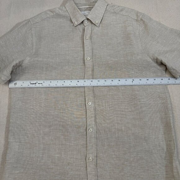 Porter & Ash Beige 100% Linen Button-Up Short Sleeve Shirt XL - Picture 5 of 8